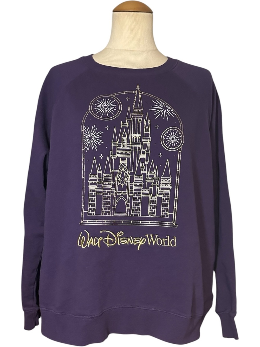Disney Parks 2025 WDW Magic Kingdom Sweatshirt Purple Gold Size 1X